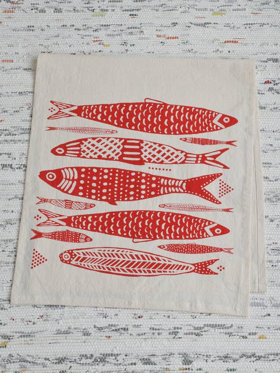 Sardines Tea Towel - Textiles Edgecomb Potters