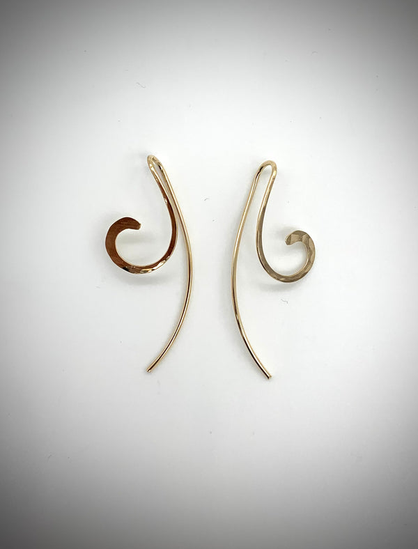 Fiddlehead Earrings, Gold Fill - Jewelry Edgecomb Potters