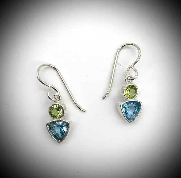 Blue Topaz and Peridot Earrings - Jewelry Edgecomb Potters