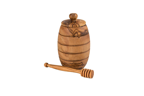 Olive Wood Honey Pot with Spoon