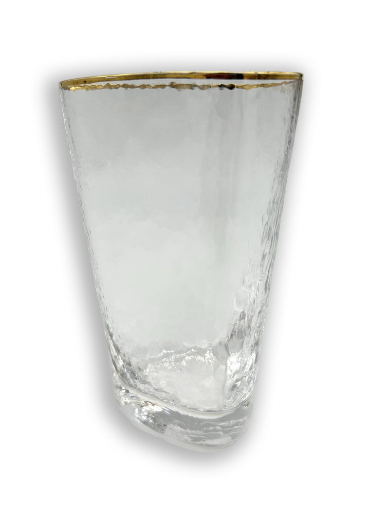 Triangular Highball Gold Rim Glass - Glass Edgecomb Potters