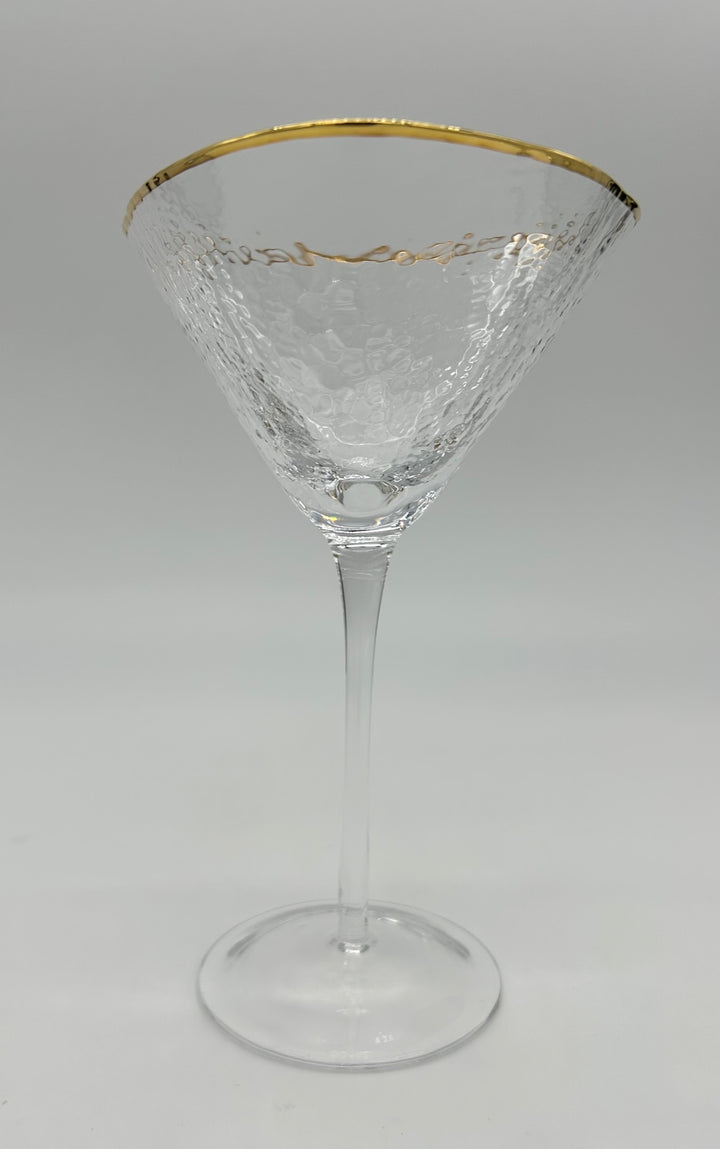 Triangular Gold Rim Martini Glass - Glass Edgecomb Potters