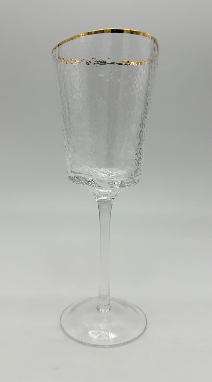 Triangular Gold Rim Wine Glass - Glass Edgecomb Potters