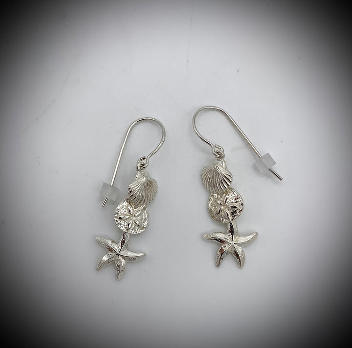Scallop, Sand Dollar and Starfish Earrings - Jewelry Edgecomb Potters