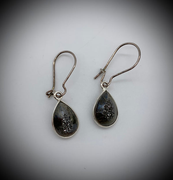Black Cave Teardrop Druzy Earrings - Jewelry Edgecomb Potters