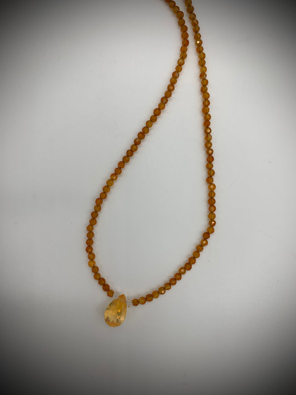 Tiny Carnelian w/Fire Opal Necklace - Jewelry Edgecomb Potters