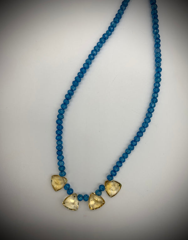 Neon Opalite w/ Fancy Cut Citrine Necklace - Jewelry Edgecomb Potters