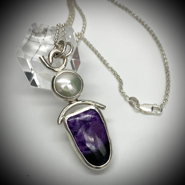 Pearl and Charoite Necklace