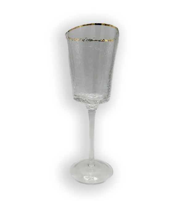 Triangular Gold Rim Wine Glass