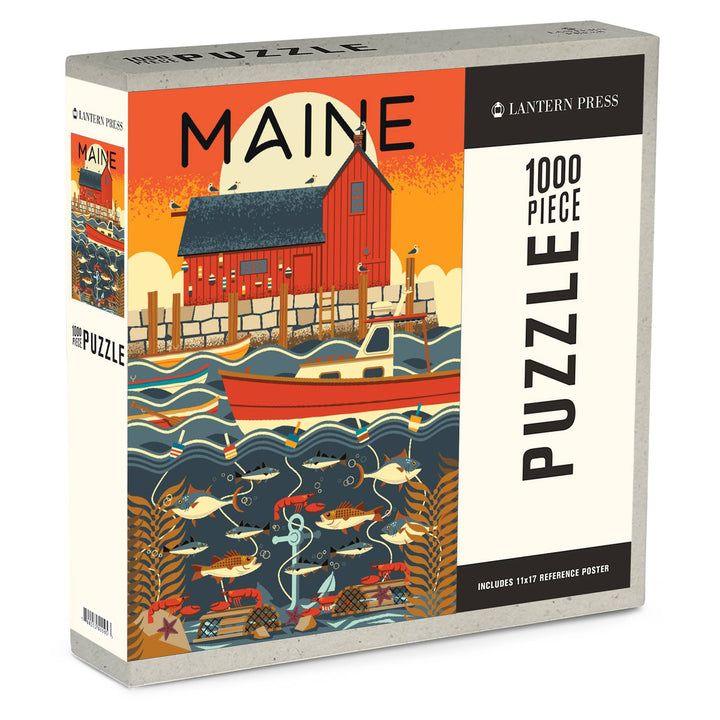 1000 Piece Puzzle Maine, Nautical Geometric - Posters, Prints, & Visual Artwork Edgecomb Potters