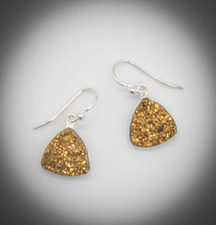 Gold Triangle Druzy Earrings - Jewelry Edgecomb Potters