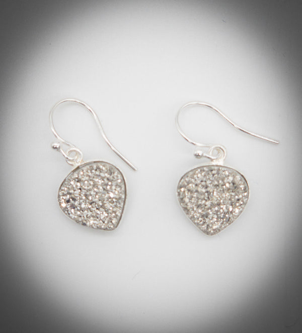 Sparkly Silver Druzy Earrings