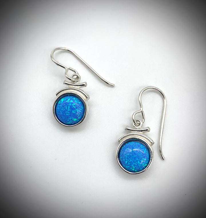 Round Blue Opal Earrings - Jewelry Edgecomb Potters