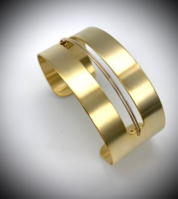 1.25" Gold Plate Cuff with Gold Fill Wire