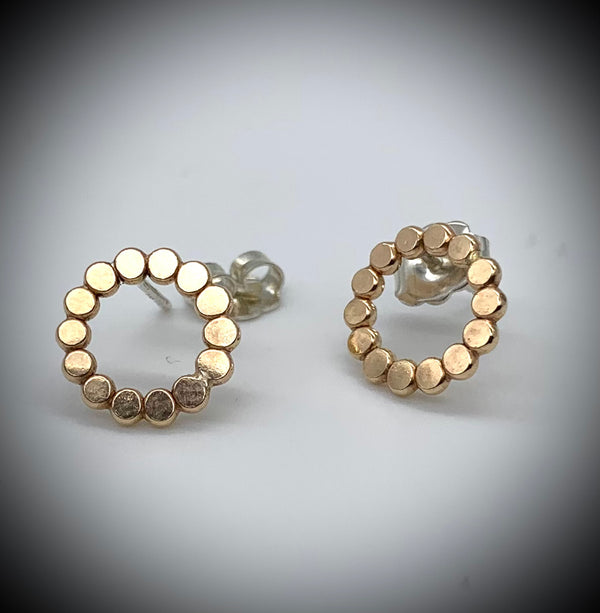 GF Small Beaded Circle Post Earrings - Jewelry Edgecomb Potters