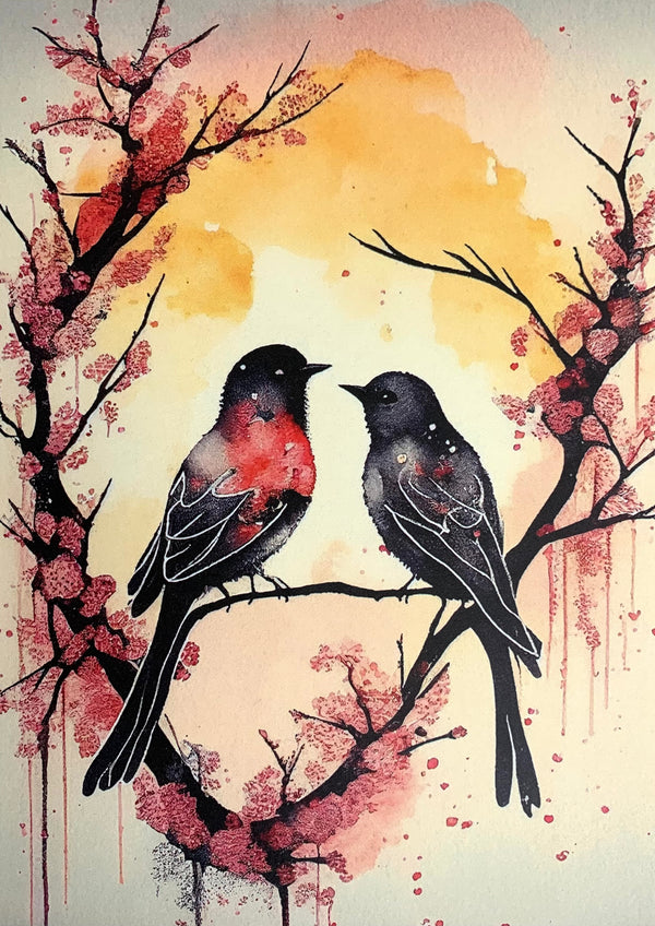 Love Birds on Branch - Greeting & Note Cards Edgecomb Potters