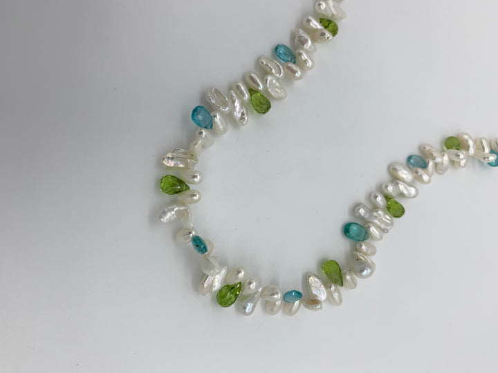 Signature Keishi Pearl, Apatite and Peridot Necklace - Jewelry Edgecomb Potters