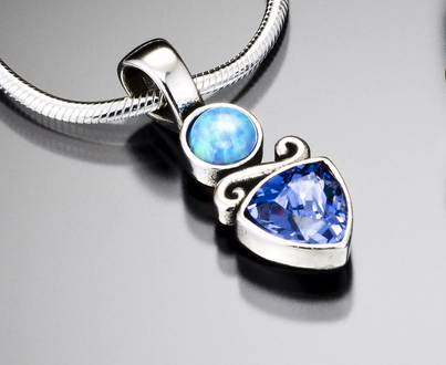 Tanzanite CZ and Created Opal Necklace - Edgecomb Potters
