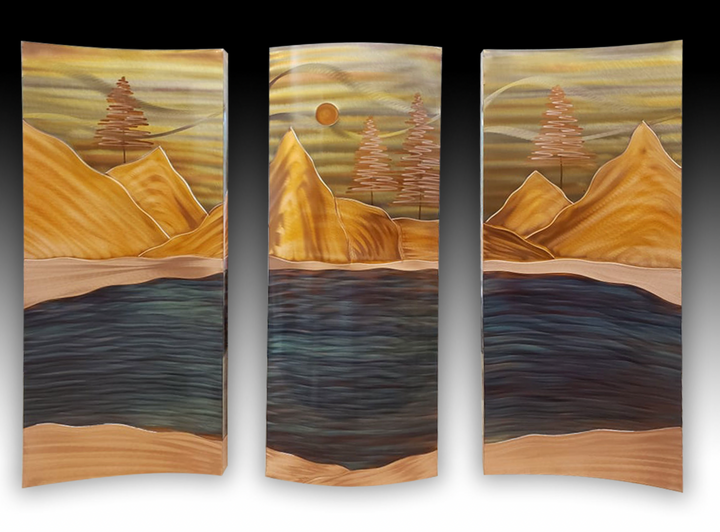 Mountain Lake 26x36 Triptych - Wall Art Edgecomb Potters