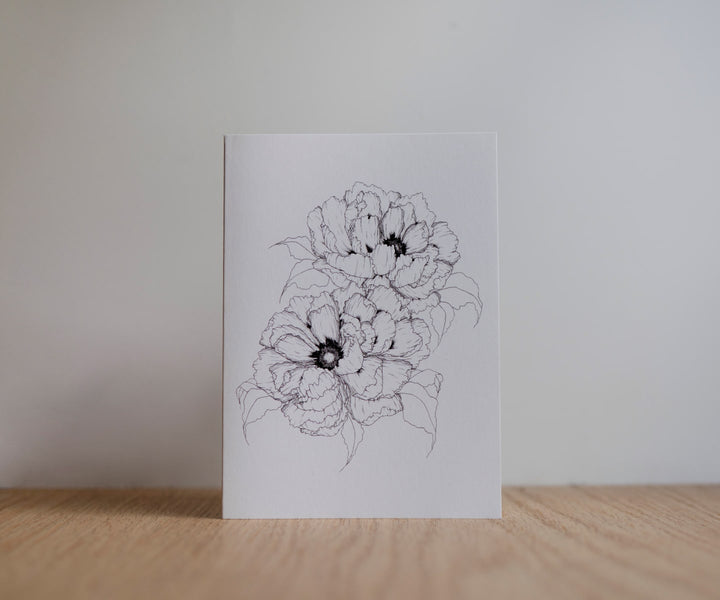 Two Peonies - greeting card Edgecomb Potters