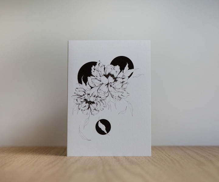 Two Peonies w Silo - greeting card Edgecomb Potters