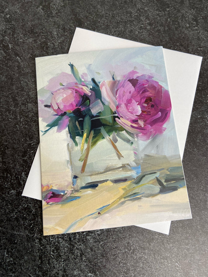 Three Peonies Greeting Card - Greeting & Note Cards Edgecomb Potters