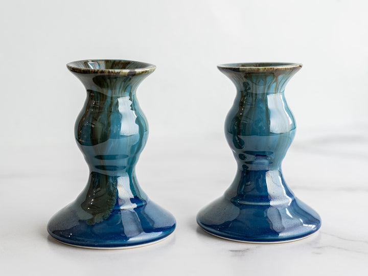 Candlesticks Short, pair - Pottery Edgecomb Potters